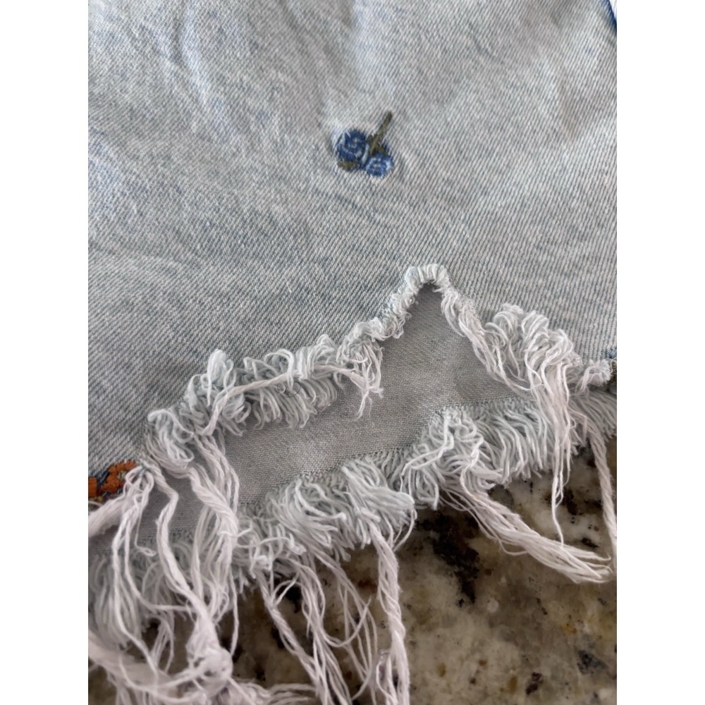 Cotton On Women's High Mom Denim Shorts size 12. Embroidered flowers, distressed - Picture 8 of 10